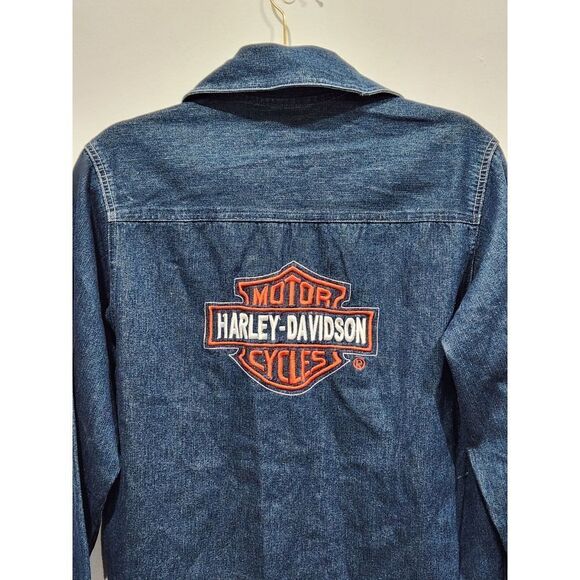 Harley Davidson Boys Denim Button Up Long Sleeve Logo Shirt Jacket, XL/20 - Picture 9 of 12